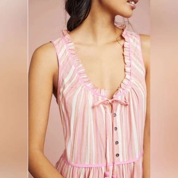 Anthropologie Visayas Pink Stripe Wide Leg Jumpsuit S - Picture 1 of 16